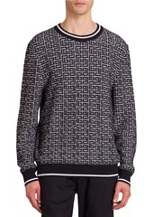 Balmain Monogram Merino-Knit Crewneck Sweater