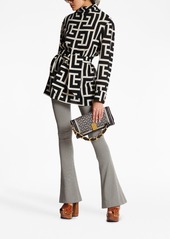 Balmain monogram-pattern belted blouse