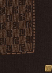 Balmain monogram-pattern fine-knit scarf
