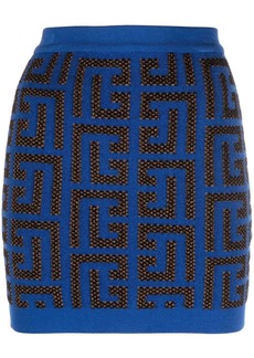 Balmain monogram-pattern miniskirt