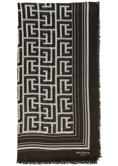 Balmain monogram-pattern silk scarf
