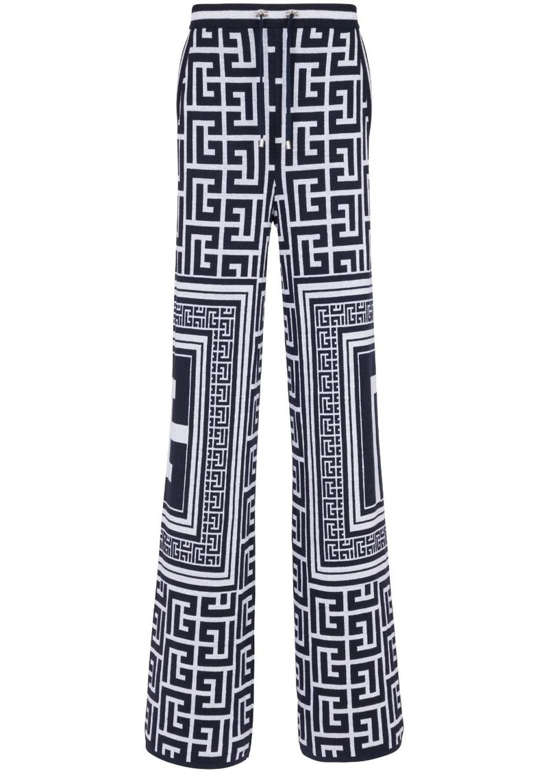 Balmain monogram-pattern straight-leg trousers