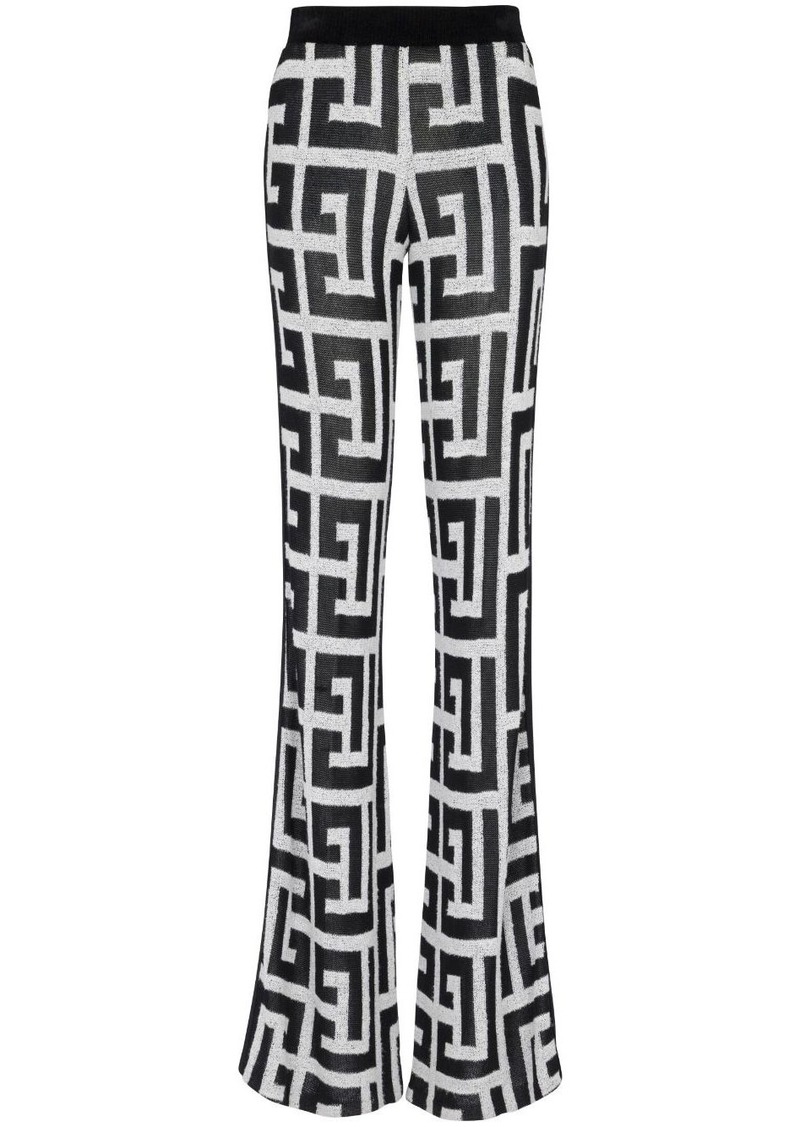 Balmain monogram-pattern straight trousers