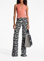 Balmain monogram-pattern straight trousers