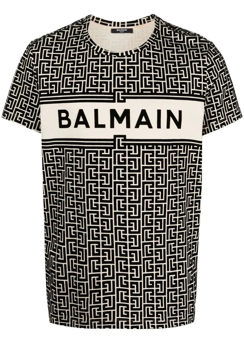 Balmain Men's Macro Monogram Pajama Shirt