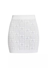 Balmain Monogram Pointelle-Knit Miniskirt