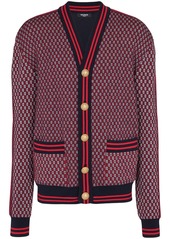 Balmain monogram-print checked wool cardigan