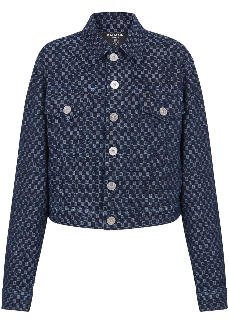 Balmain monogram-print denim jacket