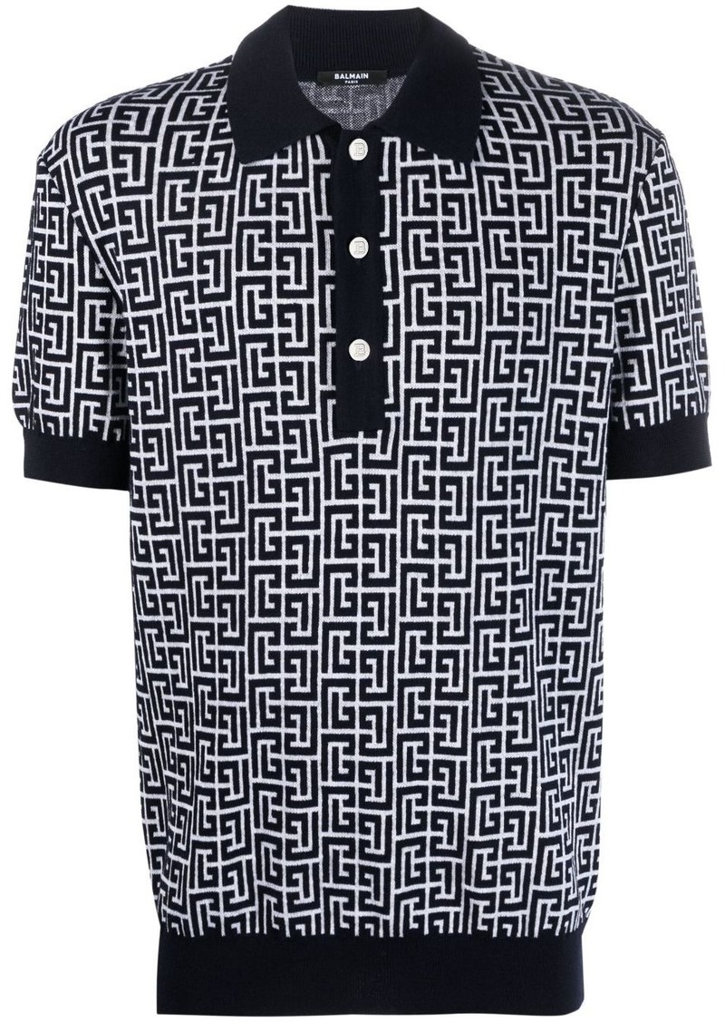 Balmain monogram-print polo shirt