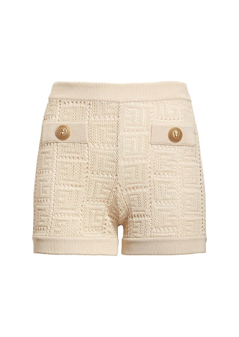 Balmain Monogram Viscose Knit Shorts