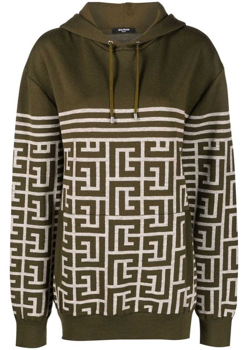 Balmain monogrammed striped hoodie