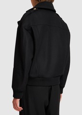 Balmain Oversize Boiled Wool Zip Short Coat