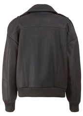 Balmain Oversize Boiled Wool Zip Short Coat