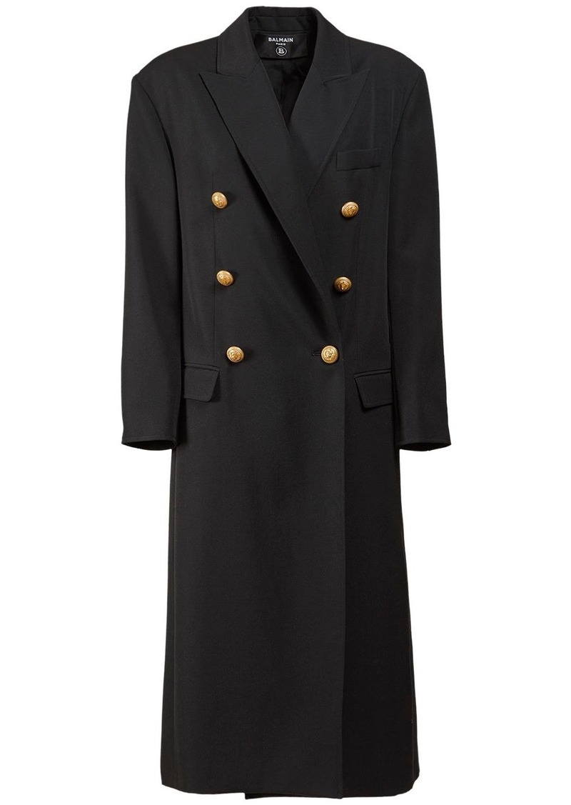 Balmain Oversize Wool Grain De Poudre Coat