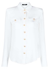 Balmain padded shoulders silk blouse