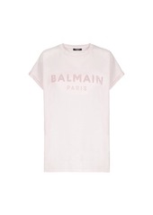 Balmain Pale cotton T-shirt with rhinestone logo