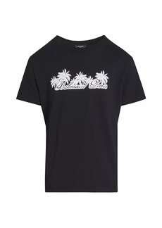 Balmain Palm Logo Cotton T-Shirt