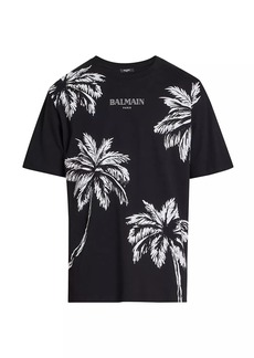 Balmain Palm Tree Cotton T-Shirt