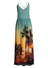 Balmain Palm Tree Printed Maxi Dress