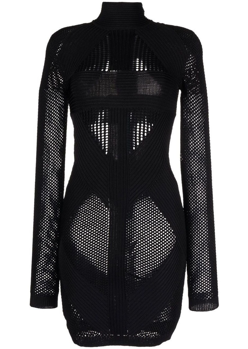 Balmain perforated-knit detail dress