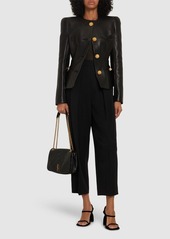 Balmain Pleated Grain De Poudre Wide Pants