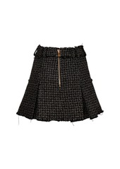 Balmain Pleated Lurex Tweed Mini Skirt