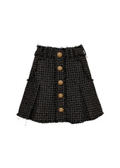Balmain Pleated Lurex Tweed Mini Skirt