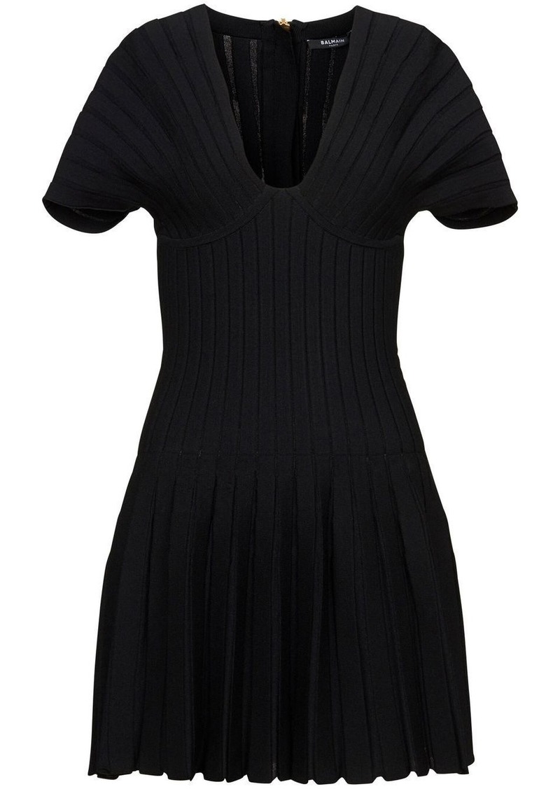 Balmain Pleated Mesh mini dress