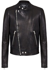 Balmain polished-finish zip-fastening jacket