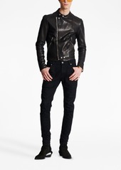 Balmain polished-finish zip-fastening jacket