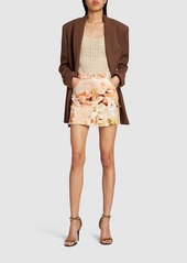 Balmain Printed Cotton Buttoned Mini Skirt