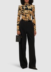 Balmain Printed High Neck Velvet Top