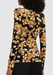 Balmain Printed High Neck Velvet Top