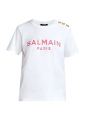 Balmain Button-Trimmed Logo T-Shirt