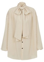 Balmain printed pussy bow silk blouse