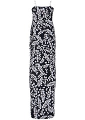 Balmain Printed Viscose Cowl Neck Long Dress