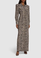 Balmain Python Print Satin Long Dress