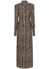 Balmain Python Print Satin Long Dress