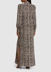 Balmain Python Print Satin Long Dress