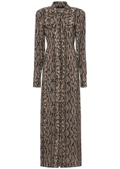 Balmain Python Print Satin Long Dress