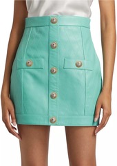 Balmain Quilted Leather Miniskirt