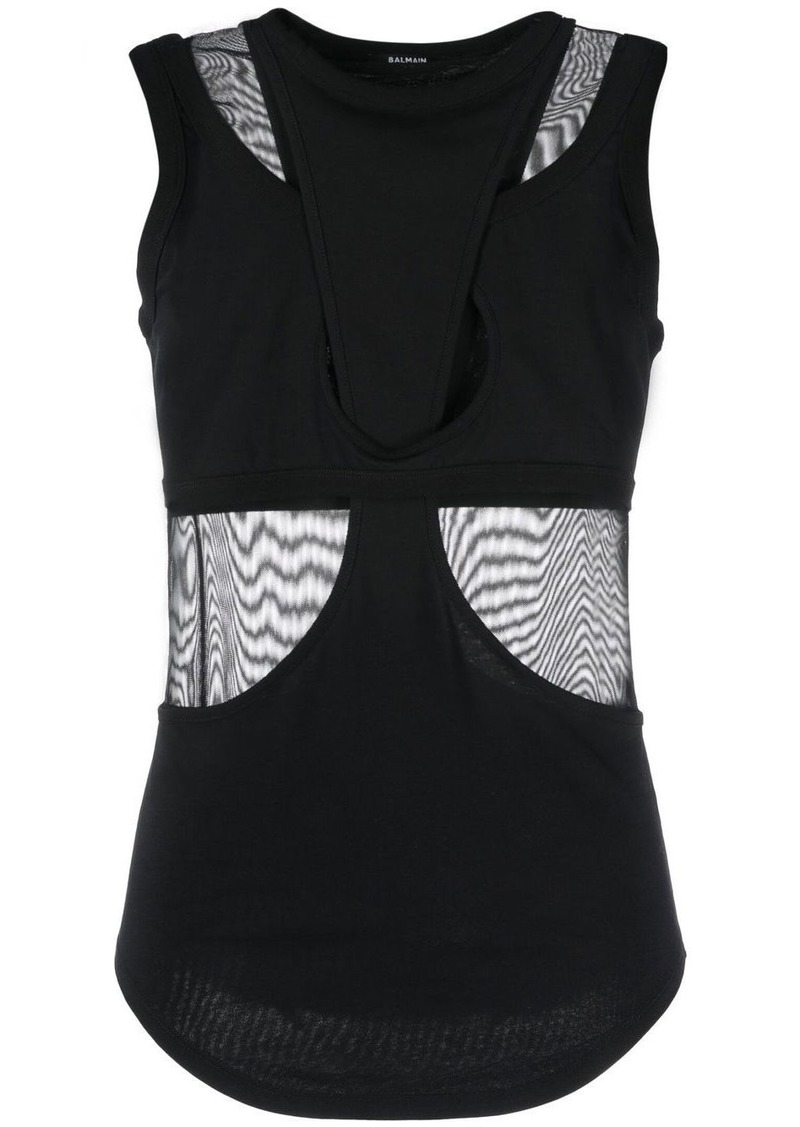 Balmain rear logo-plaque tank top