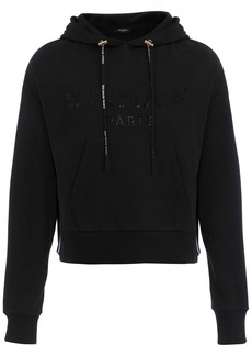 Balmain rhinestone cotton hoodie