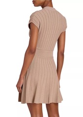 Balmain Rib-Knit V-Neck Minidress