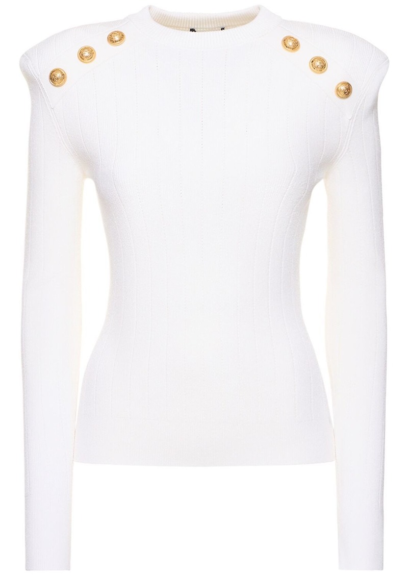 Balmain Rib Knit Viscose Sweater