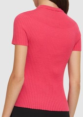 Balmain Rib Knit Wool Short Sleeve Top