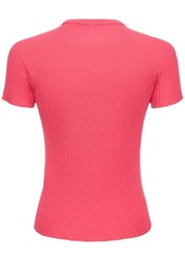 Balmain Rib Knit Wool Short Sleeve Top