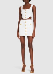 Balmain Ribbed Knit Mini Skirt W/ Buttons