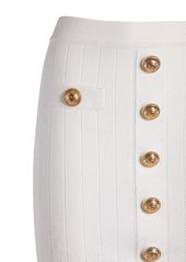 Balmain Ribbed Knit Mini Skirt W/ Buttons