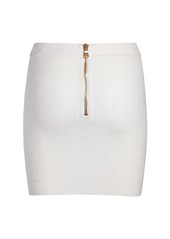 Balmain Ribbed Knit Mini Skirt W/ Buttons